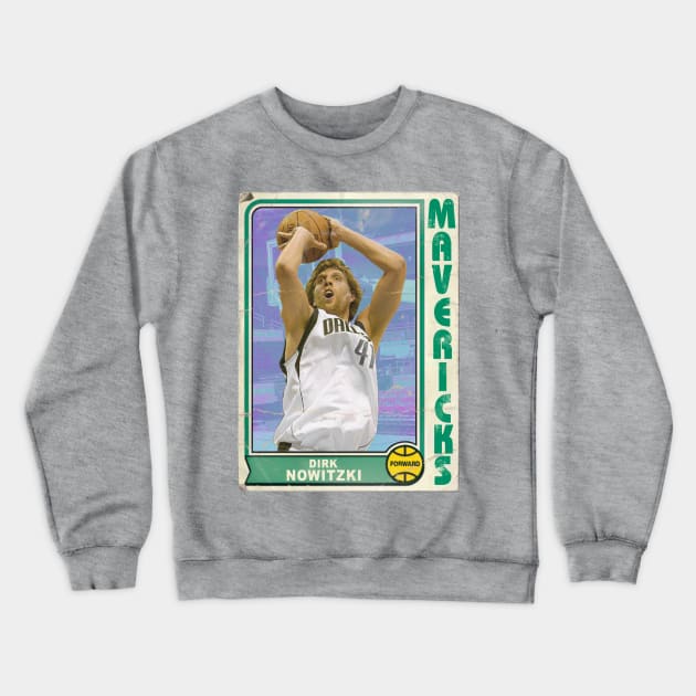 Retro Dirk Nowitzki Trading Card Crewneck Sweatshirt by darklordpug